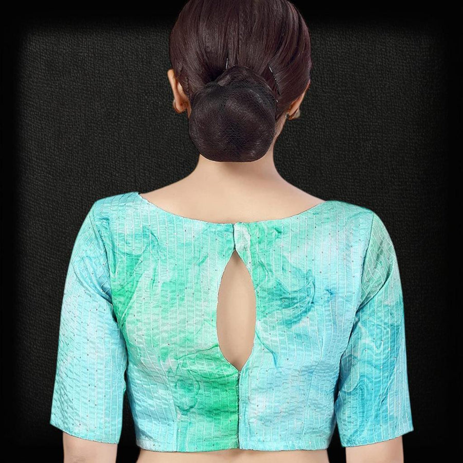 Boat Neck Greenish Blue Blouse- Size 44