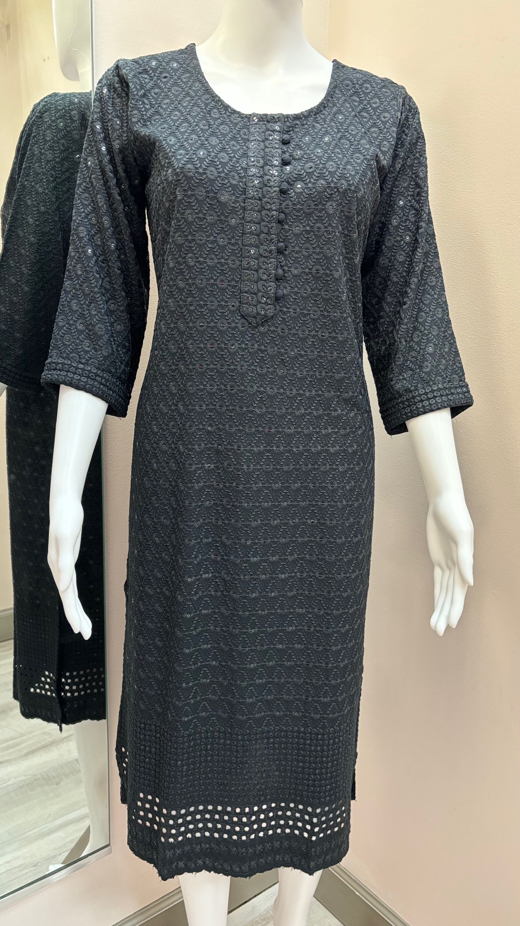 Chikankari Rayon Kurtis - Soft rayon Kurtis with sequence work image 1