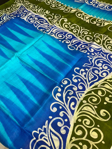 Blue Paper Silk Saree - Lightweight Elegant