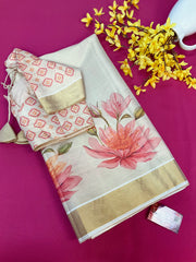 Kerala Set Mundu saree with Stitched blouse