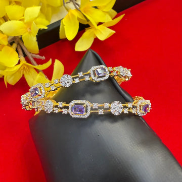 Party Wear CZ Bangles- Pair(set of 2)