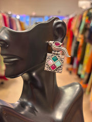 German Silver Earrings with Parrot Stud