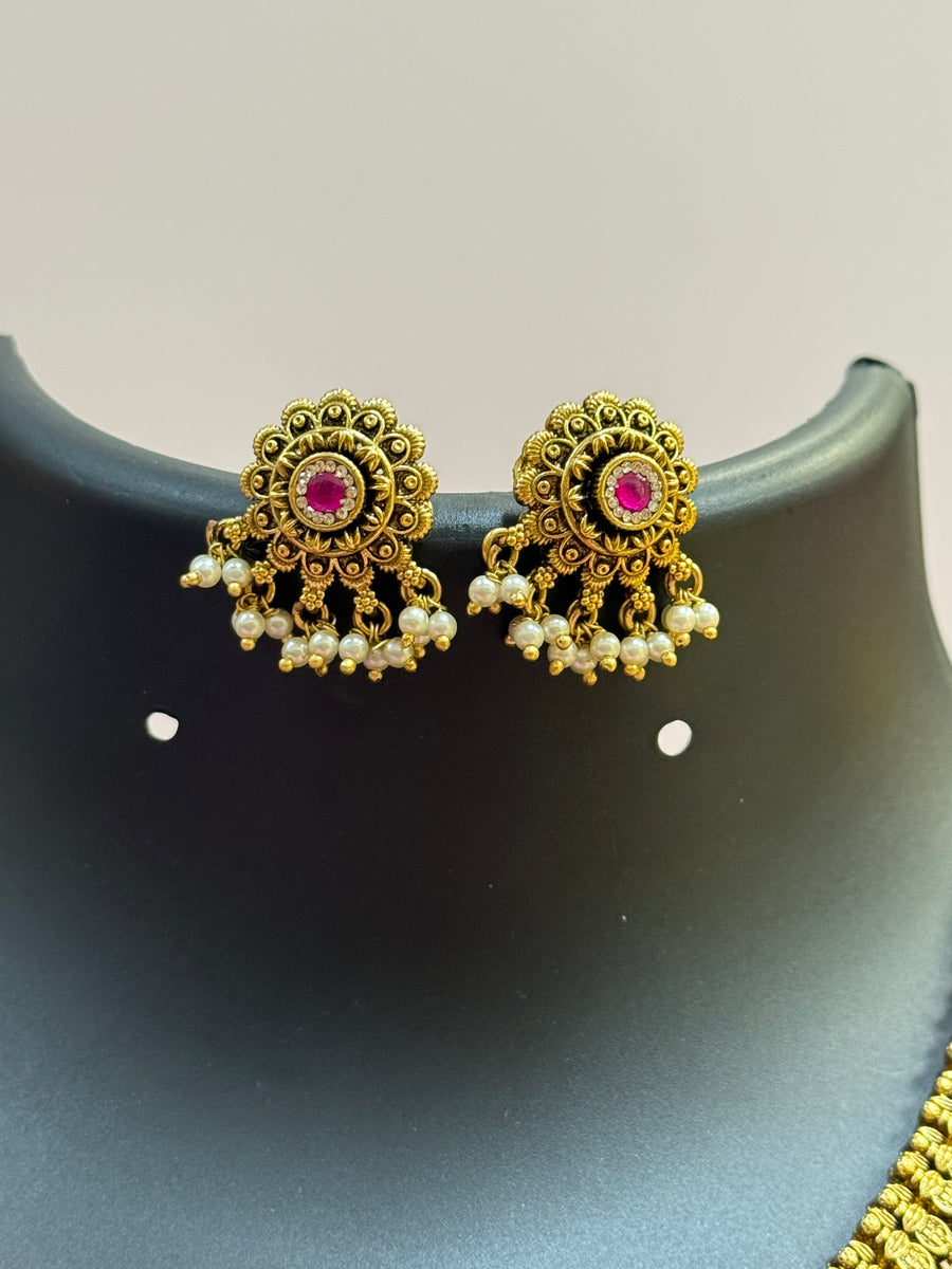 Antique Finish Guttapusalu Necklace Set