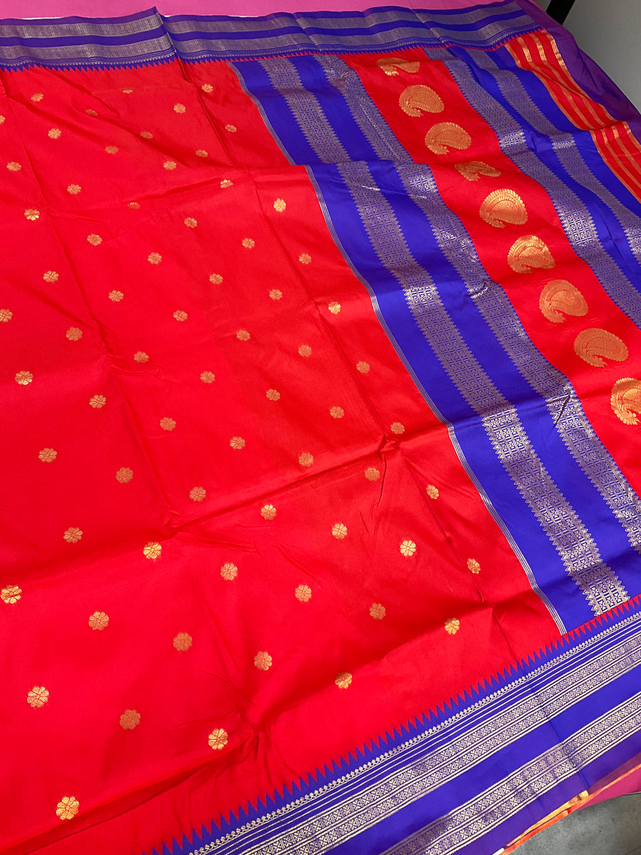 Red Paithani saree