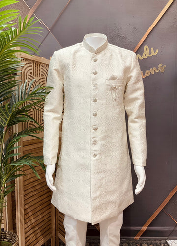 Silver Color Men’s Wear Sherwani Set