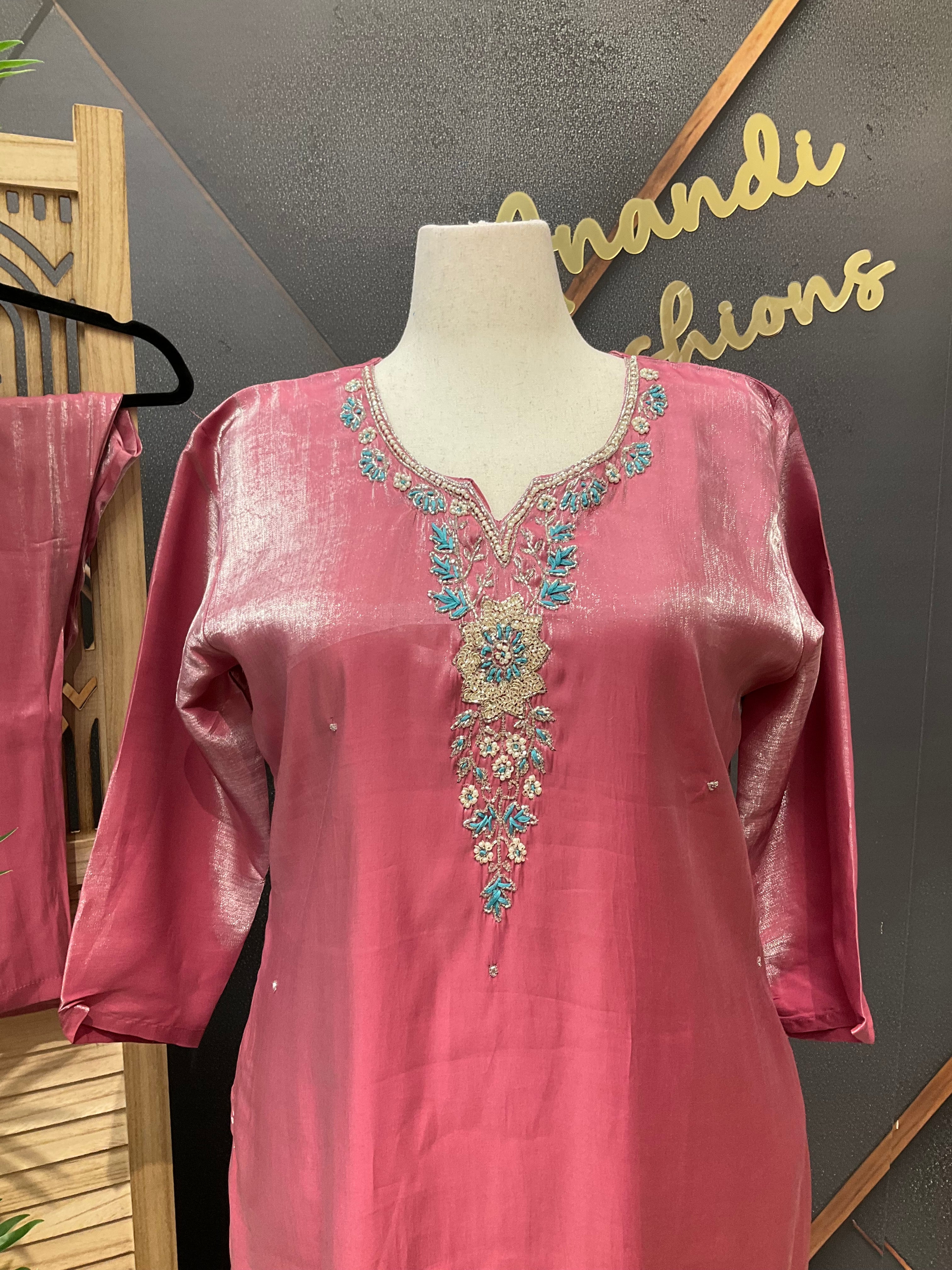 Plus Size - Shimmery Tissue Party Wear Kurti sets