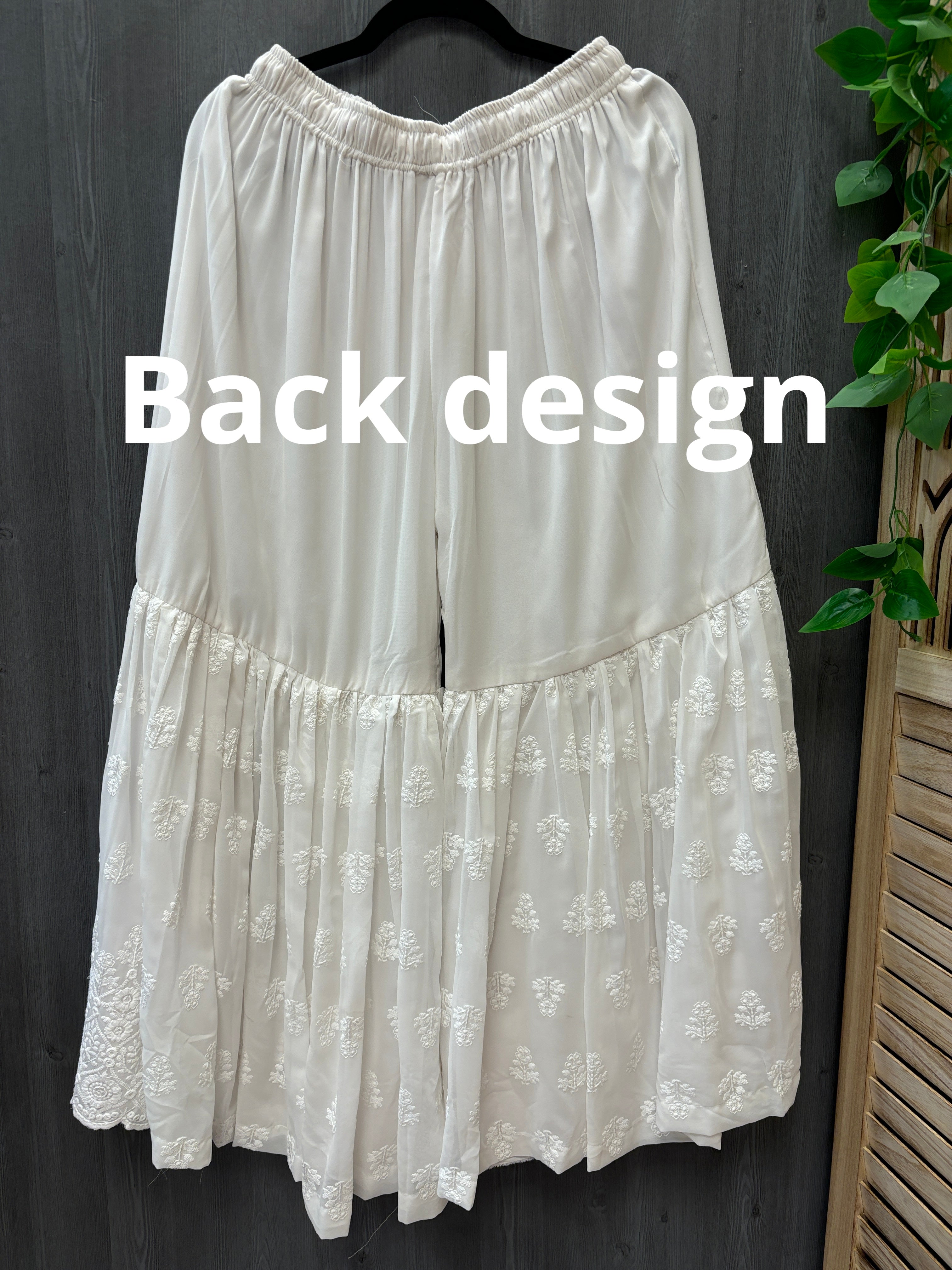 Premium Quality -White Georgette Sharara with Chikankari work image 2