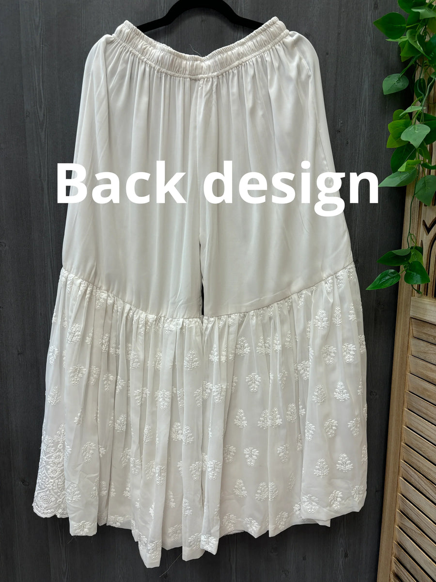 Premium Quality -White Georgette Sharara with Chikankari work