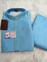 Men Kurta Pajama - Maroon and Blue Men's kurta