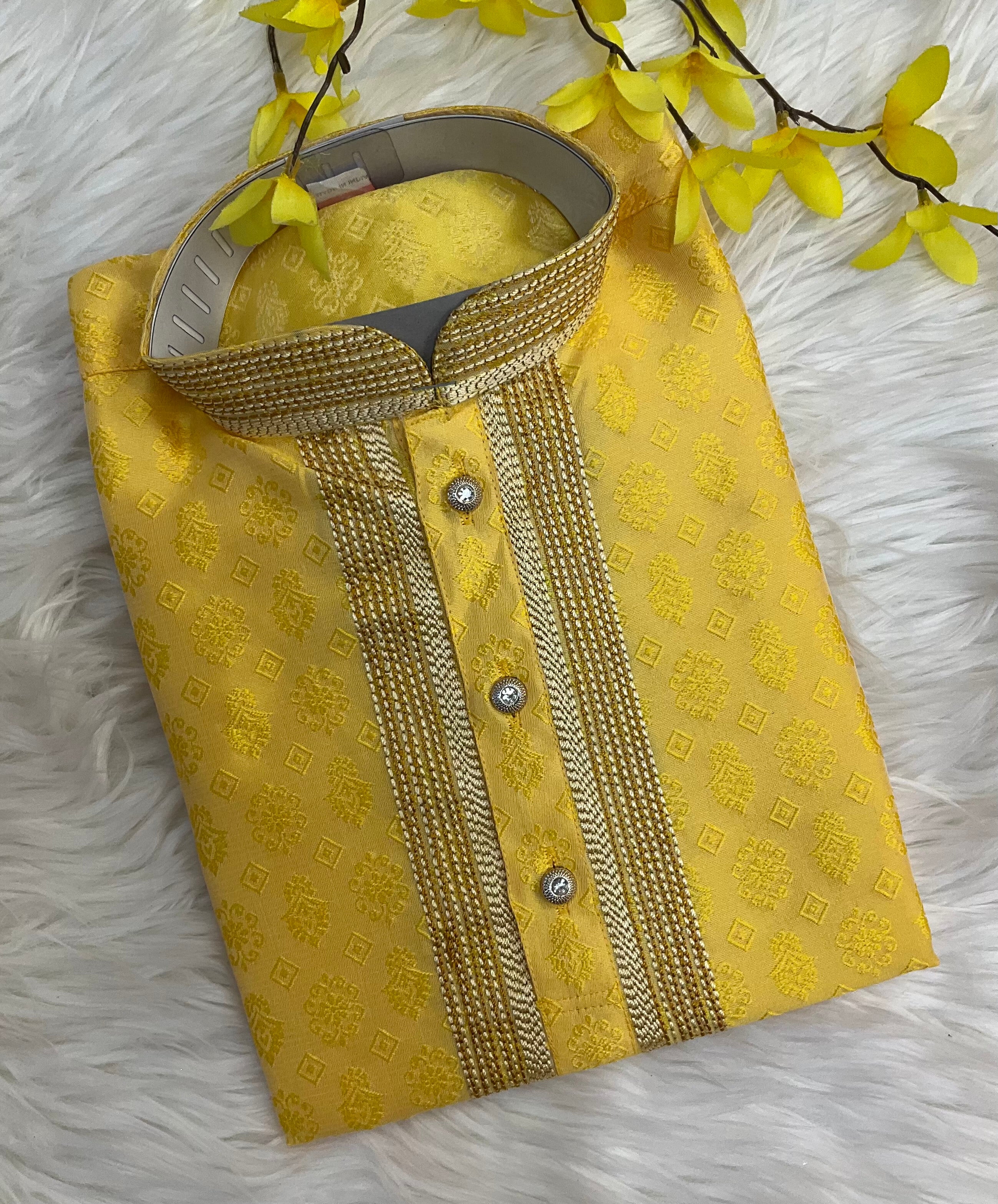 Boys Yellow Kurta Set - Traditional Indian Ethnic Wear for Kids