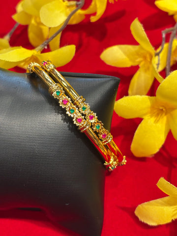 Gold Finish Bangles(pair)- Size 2.4