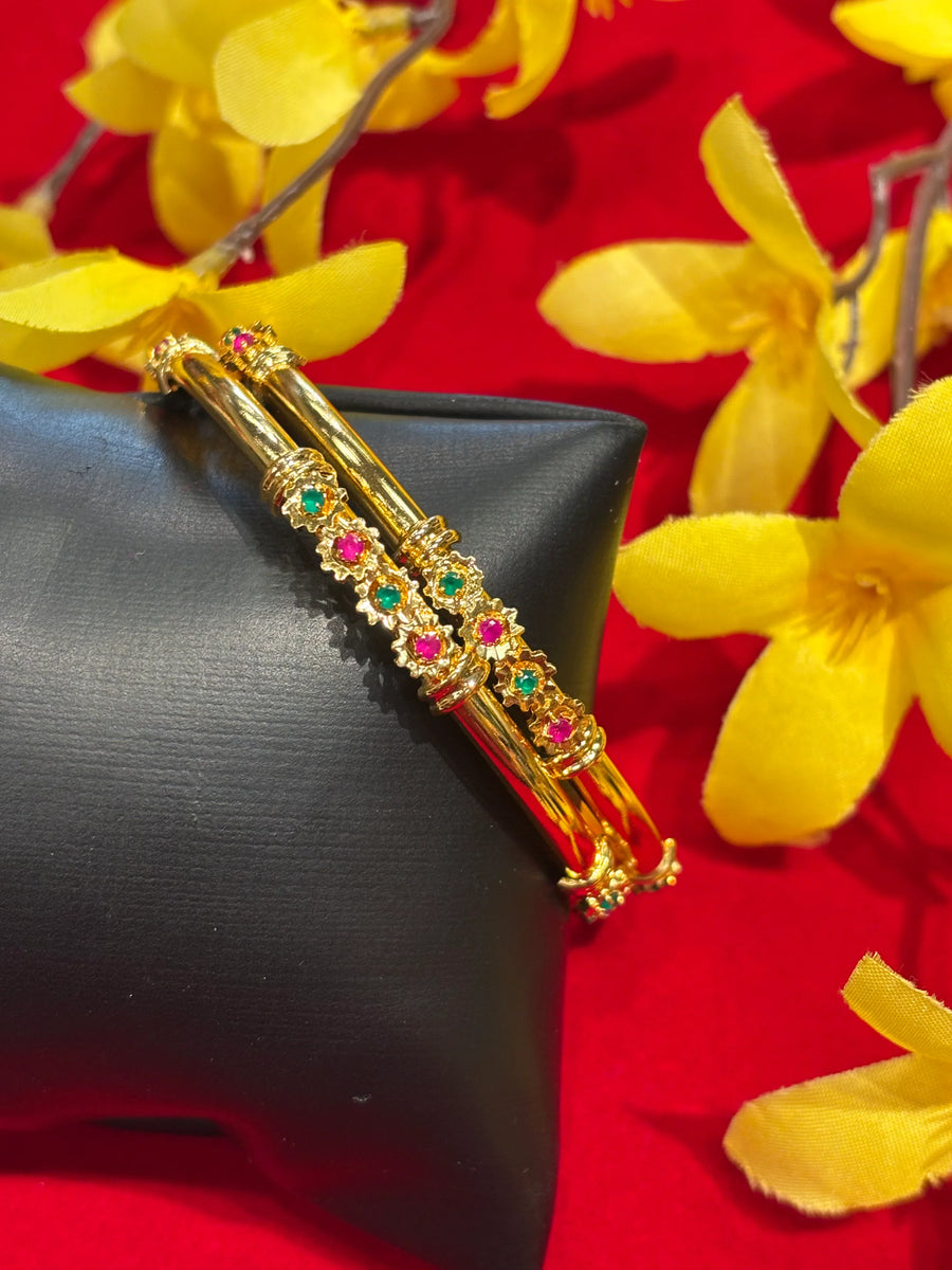 Gold Finish Bangles(pair)- Size 2.4