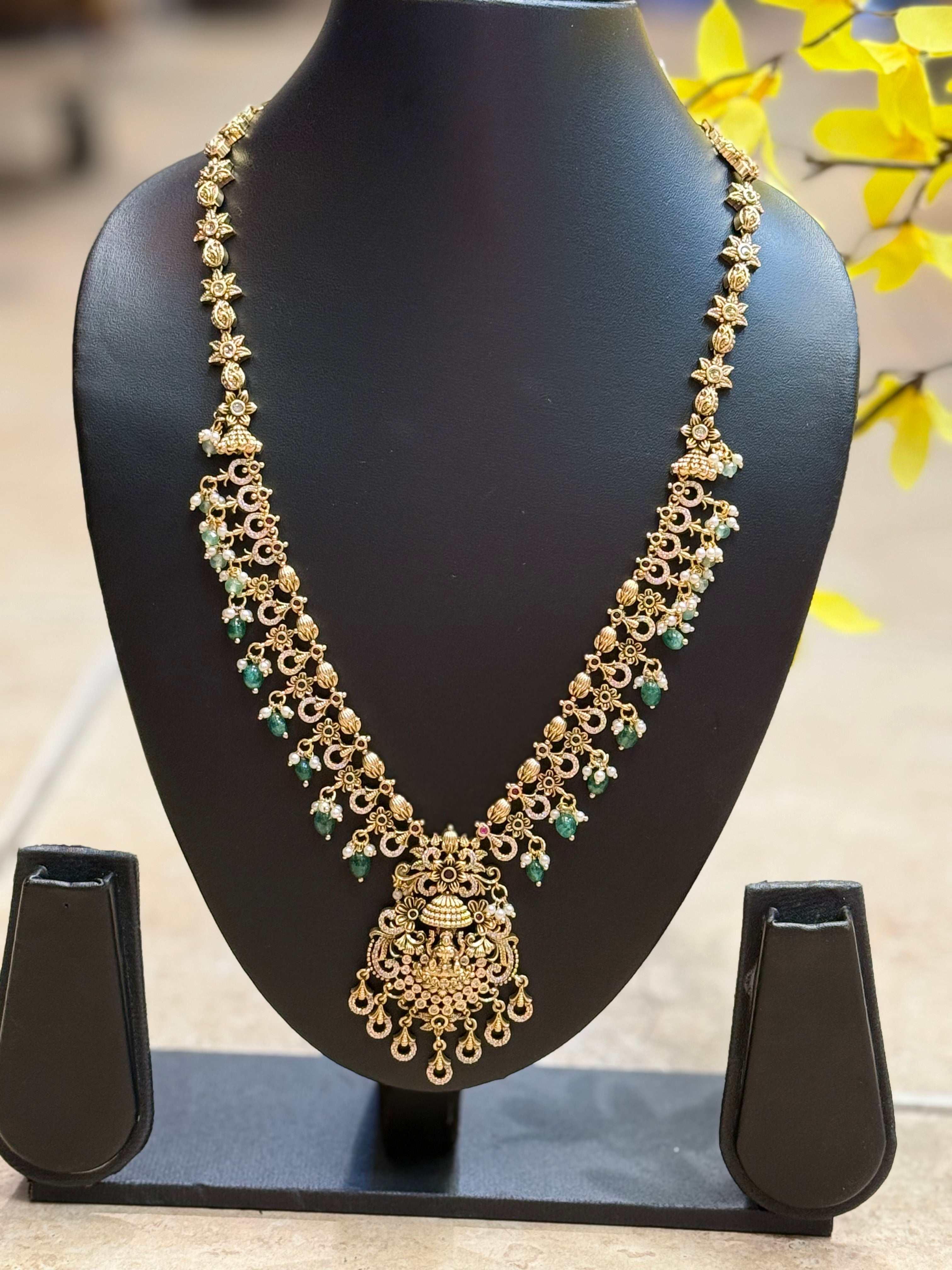 Antique Finish - Lakshmi Design Long Haram necklace set