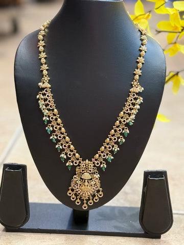 Antique Finish - Lakshmi Design Long Haram necklace set