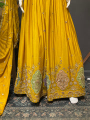 Designer Yellow Party Wear Lehenga set