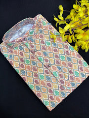 Boys Chikenkari work Digital Print Kurta set - Size 4 to 12