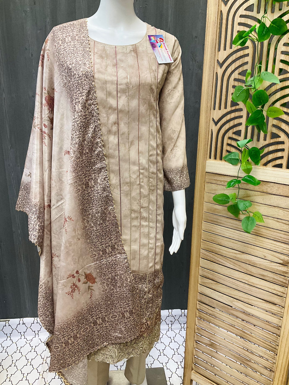 Plus Sizes-Satin silk digital print party wear chudidhar set image 0