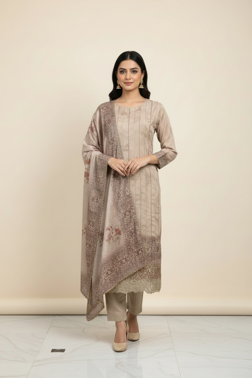 Women’s Plus Size Plus Sizes Satin Silk Digital Print Chudidhar Set Kurti Set