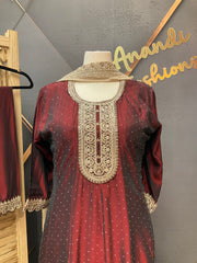 Maroon Plus size Anarkali Party wear Kurti set