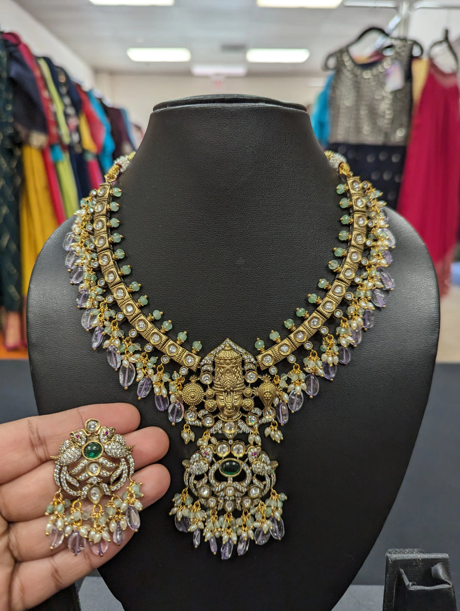 Necklace Set - Lord Venkateswara Designed Victorian Necklace