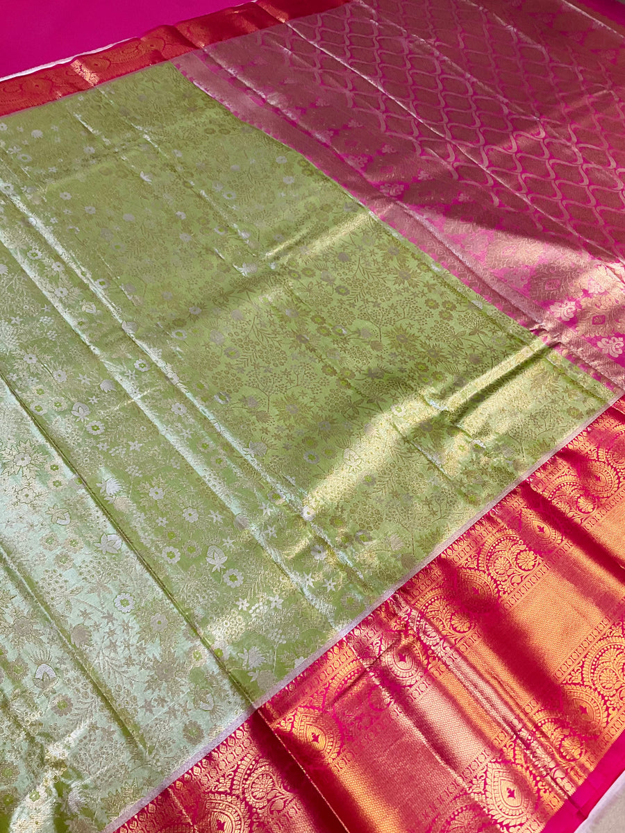 Green Semi Silk Kanjeevaram Saree