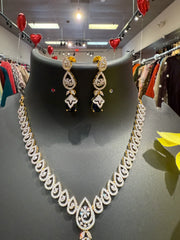 Party Wear CZ Necklace set with Drop Style pendant