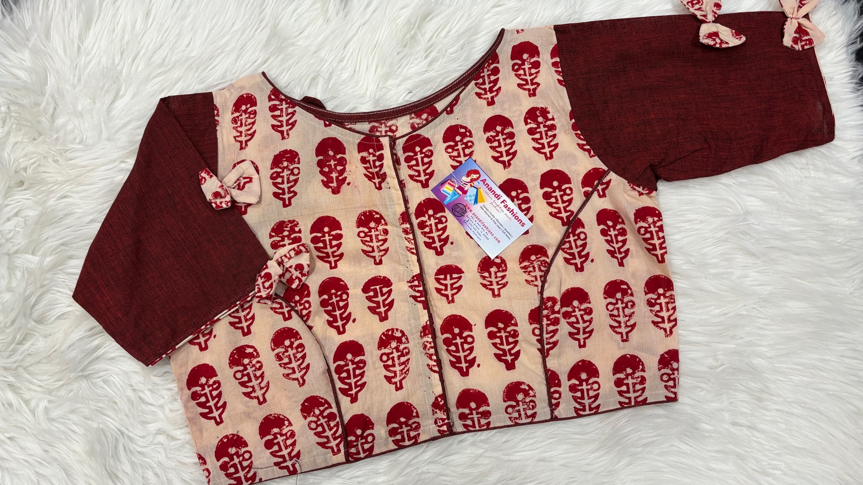 Pure Cotton Kalamkari Print High Neck Blouse image 0