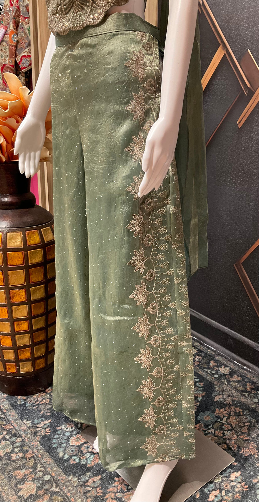 Mint Green Indo Western Party Wear Palazzo set