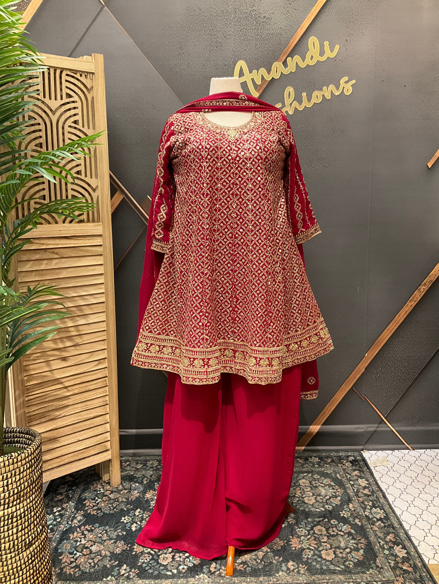 /Indian Xxl Pink Georgette Sharara Set