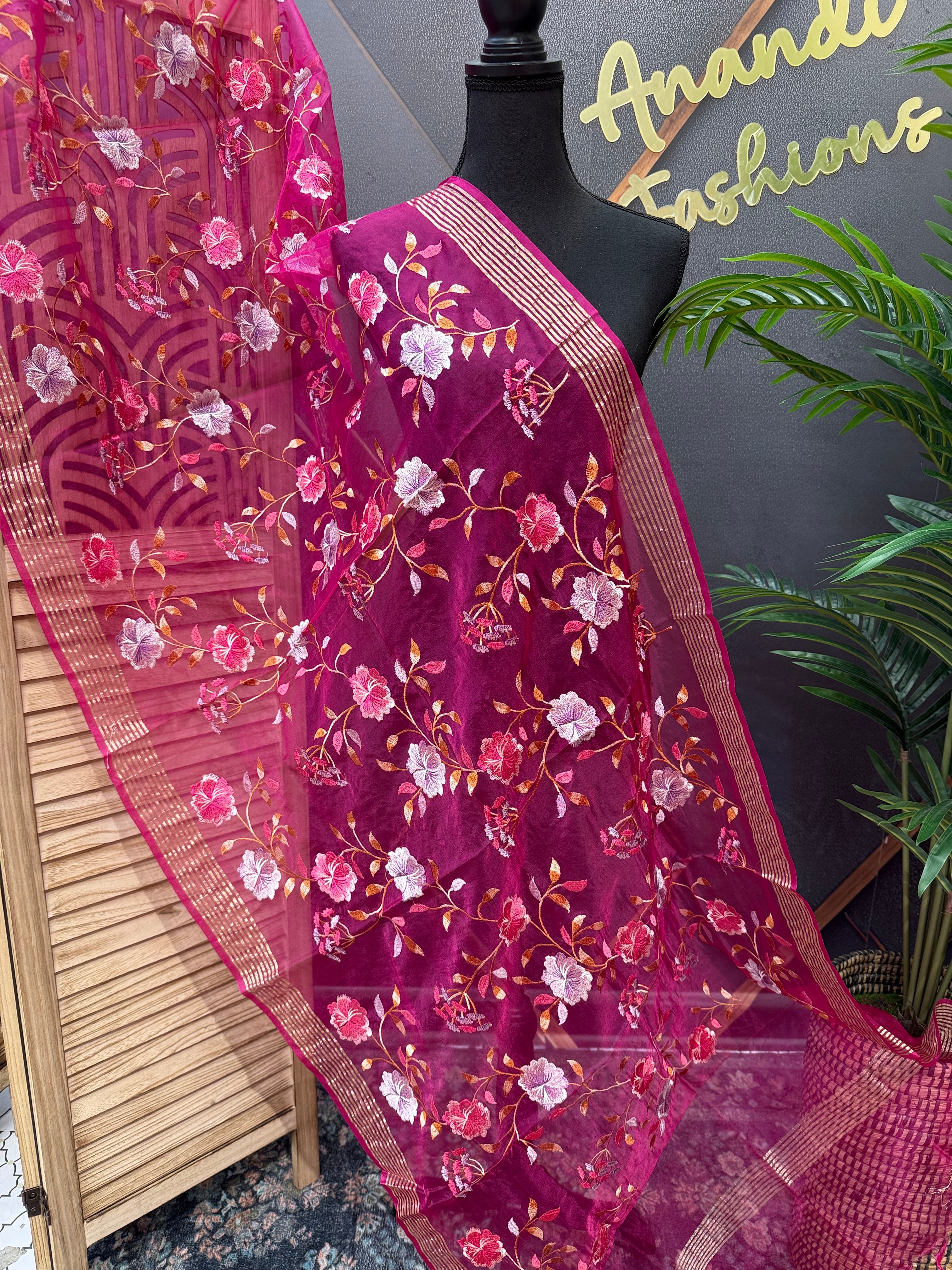 Organza Dupattas with Embroidery