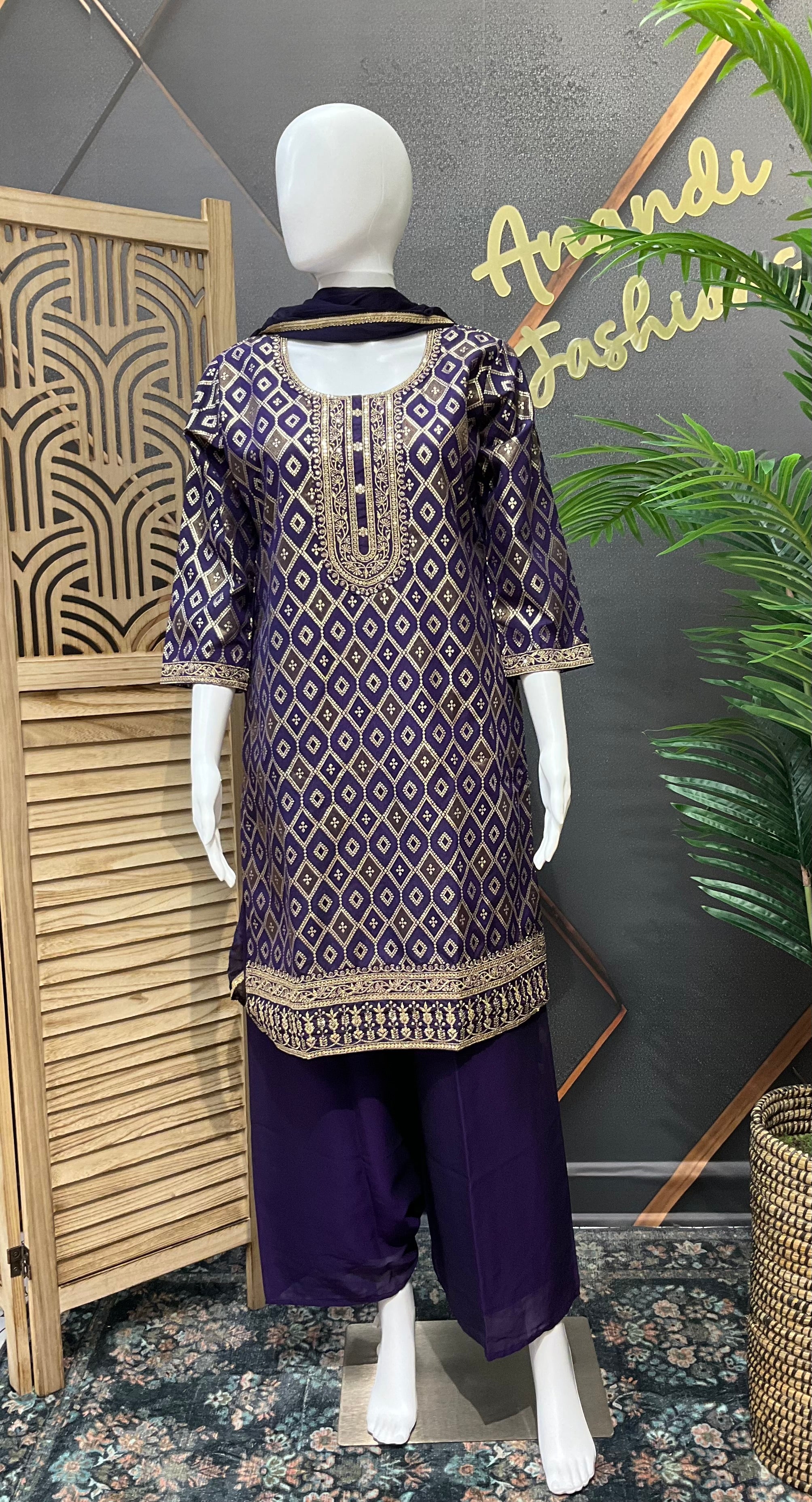 Purple Party Wear Palazzo set