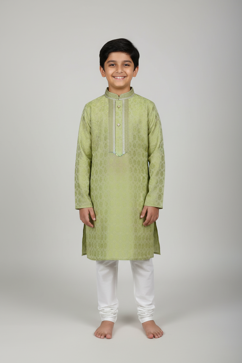 Pista Green Boys Kurta Set - Premium Indian Ethnic Wear