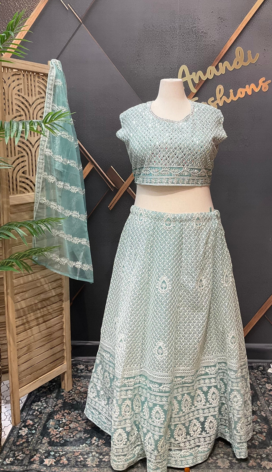 Plus Size pastel blue Lehenga set
