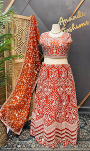 Rust orange plus size lehanga set