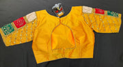 Raw Silk Yellow Color Blouse-size 38