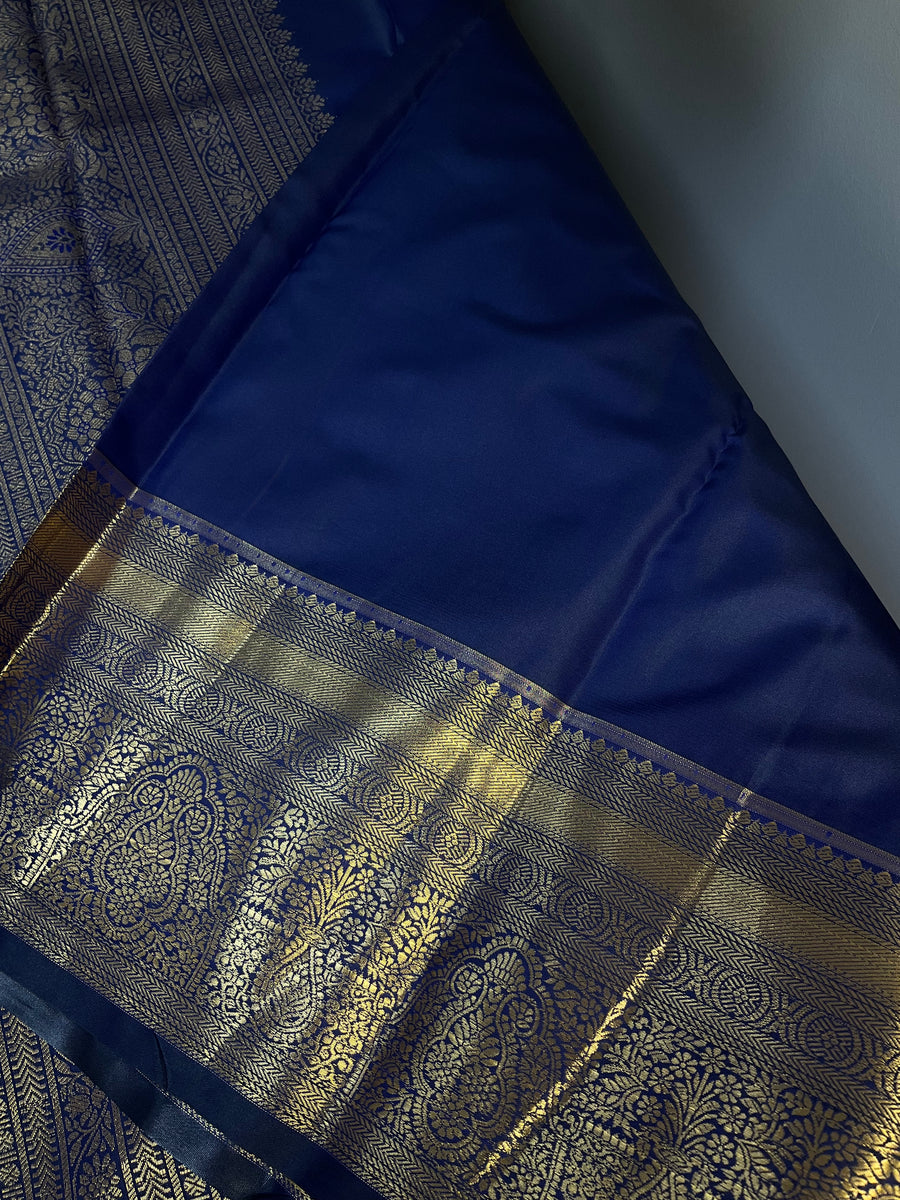 Navy Blue  Color Semi silk Kanjeevaram Saree