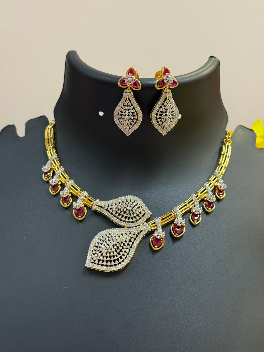 Unique Design CZ Party Wear Necklace set
