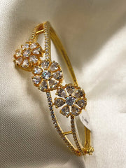 Openable Bracelet - Gold plated openable Bracelet with White stone