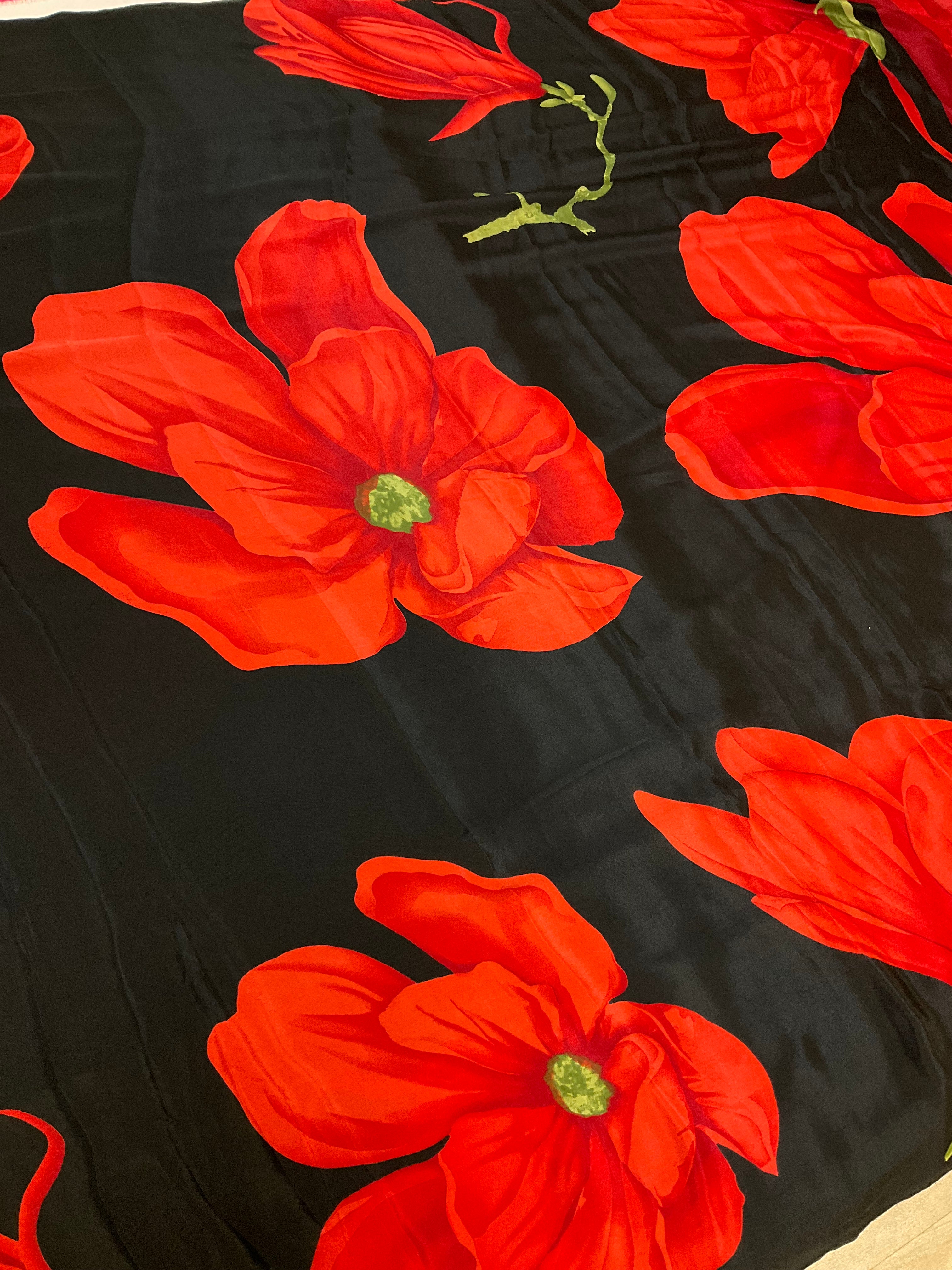 Black -Crape Silk Saree- Fall pico done