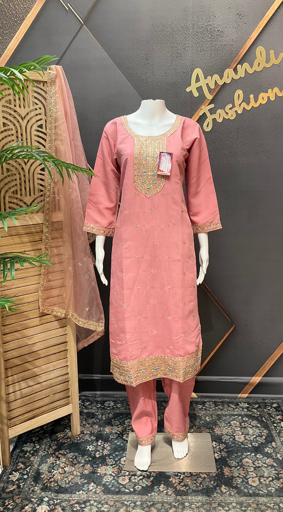 Pastel Pink Party Wear Kurti set