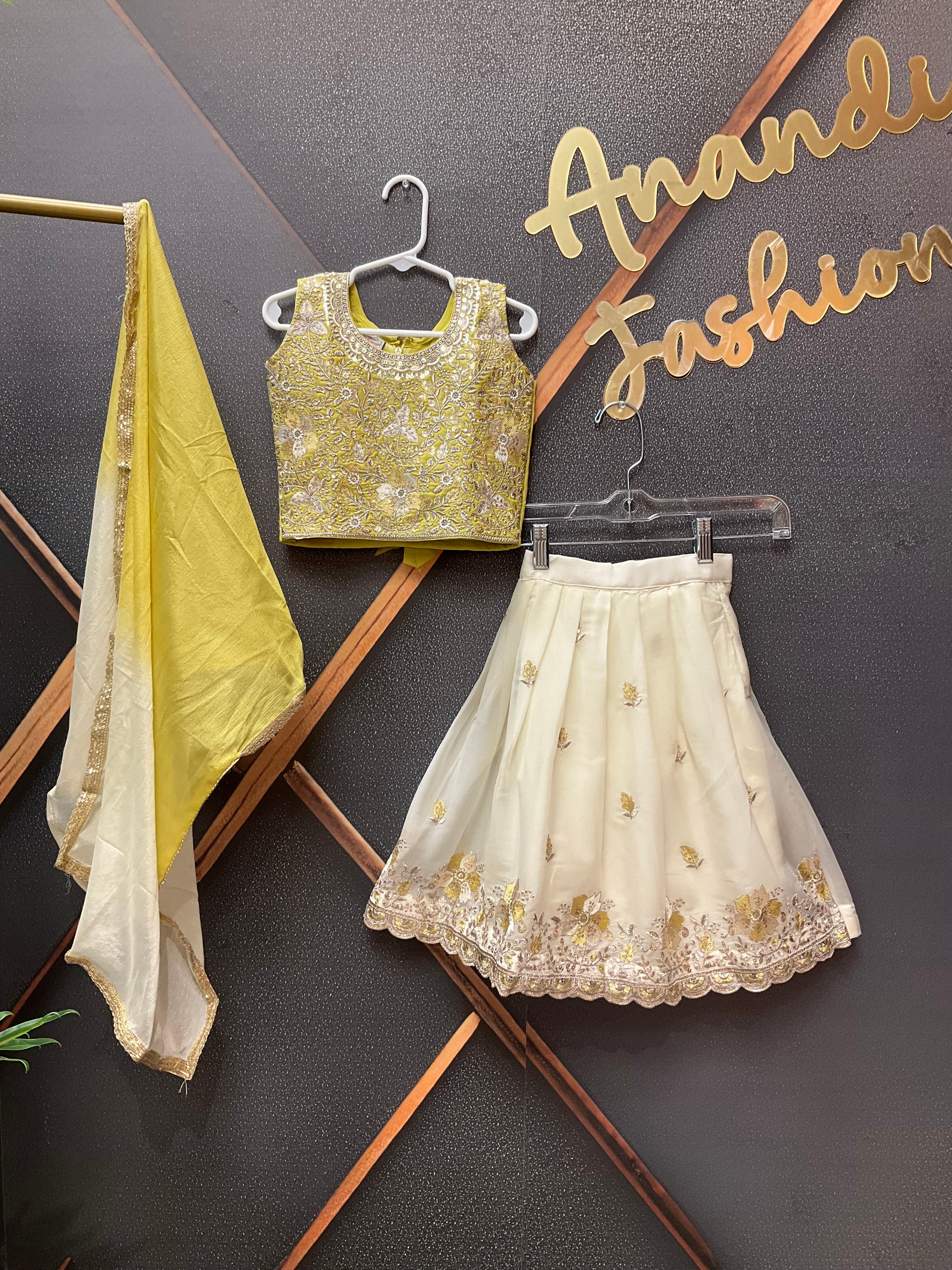 Toddler party Wear Green lehanga