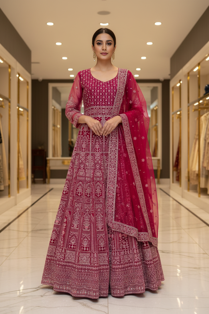 Stylish Full Print Party Dress - Special Occasions Ethnic Wear