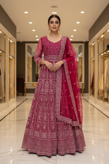 Stylish Full Print Party Dress - Special Occasions Ethnic Wear