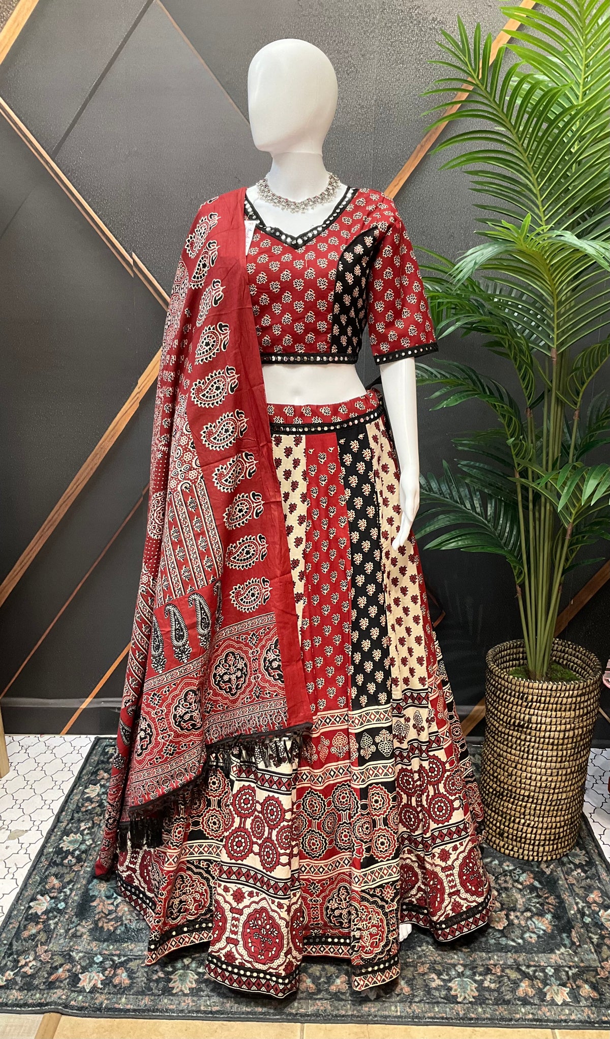 Garba/Navratri special - pure cotton Chaniya choli with Ajrakh Prints- Size 36