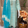 Plus Size Pure Cotton 3-Piece Kurti Set with Bead Embroidery