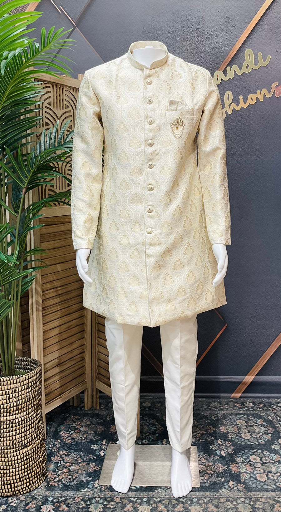 Men’s Beige Indo Western Sherwani Set