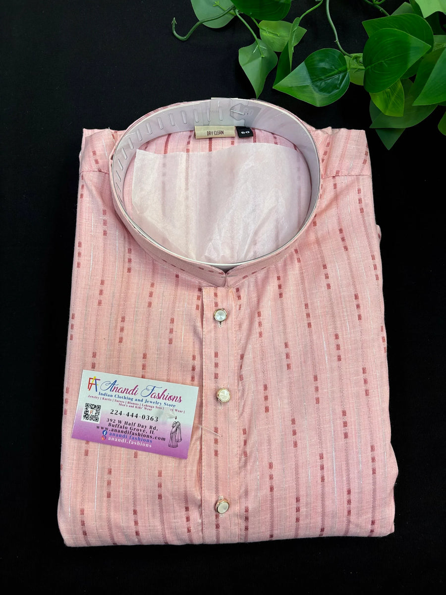 Plus Size Pink Kurta Pajama Set for Men Size 52-60 | Big & Tall Ethnic Wear