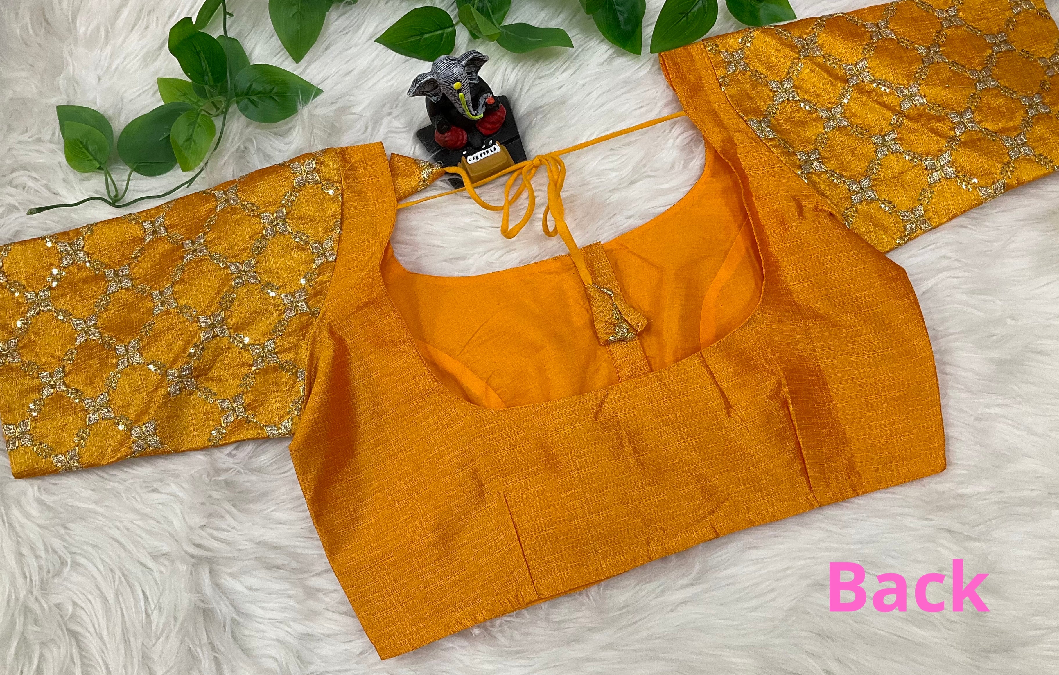 Raw Silk Blouses with embroidery work on sleeves image 3