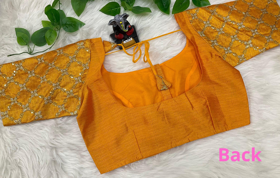 Raw Silk Blouses with embroidery work on sleeves- Size 42