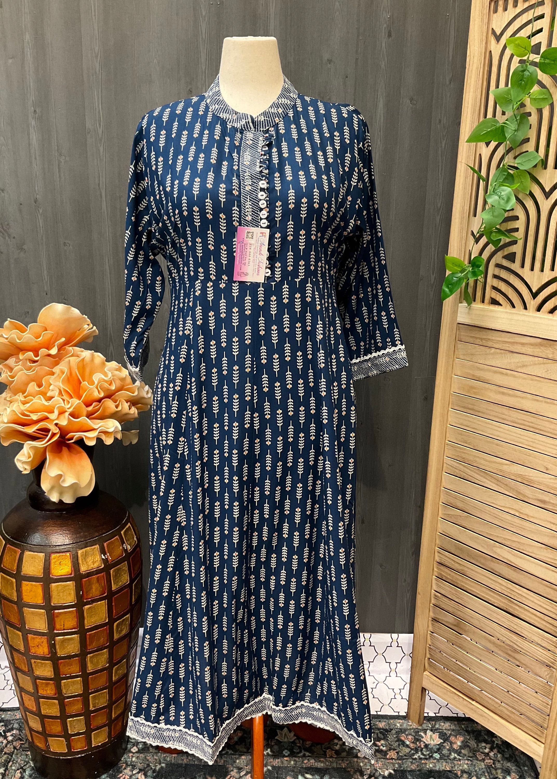 Plus Size - Blue Color Anarkali Kurti  image 0